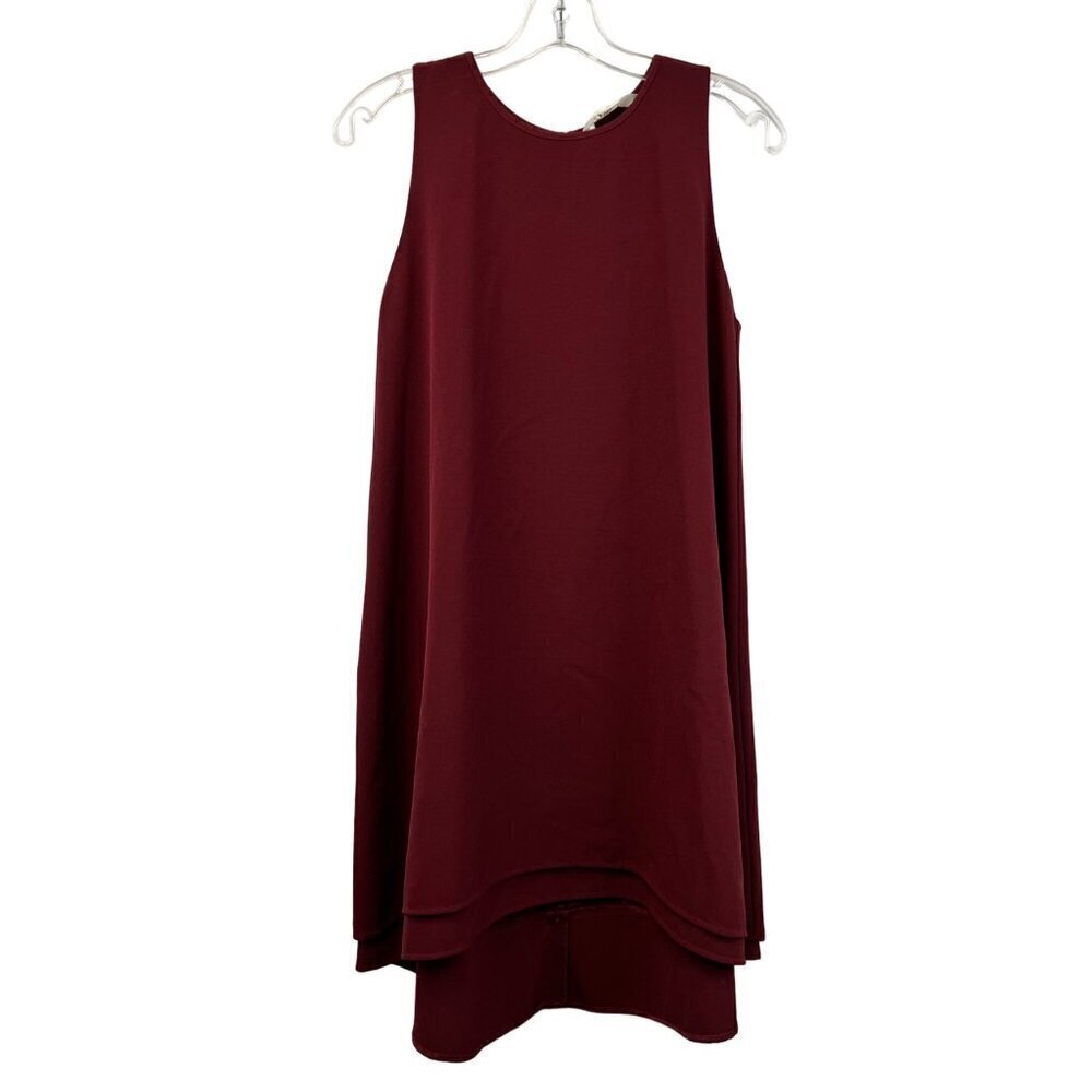 BB Dakota Sleeveless Hi Low Above Knee Shift Dress Burgundy XS Keyhole Back